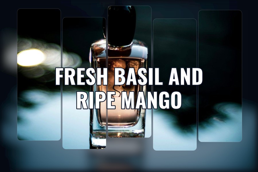fresh basil and ripe mango